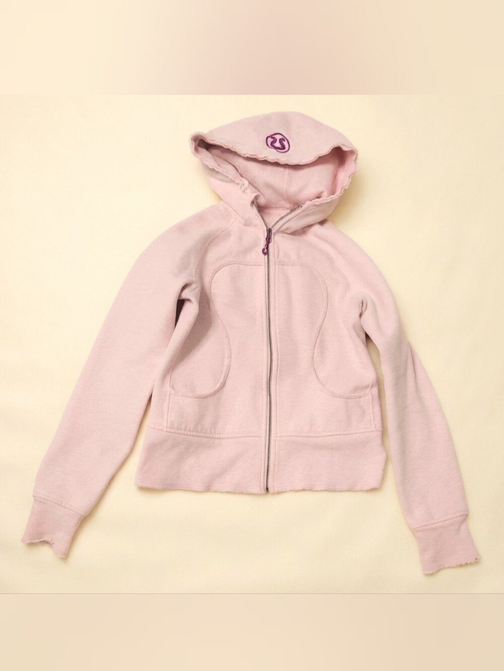 RARE 🍋 Lululemon Light Pink Full-Zip Hoodie Sweatshirt - Distressed Version💥🩷